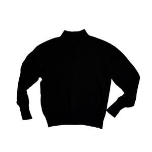 Zara Women's Minimalist Quiet Luxury Wool Mockneck Sweater Long Sleeve Black M